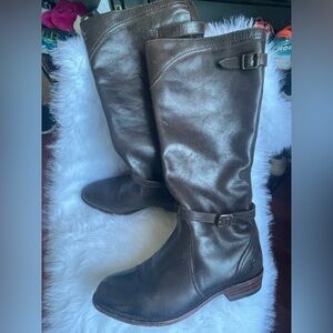 Frye Dark Brown Leather Heeled Boots